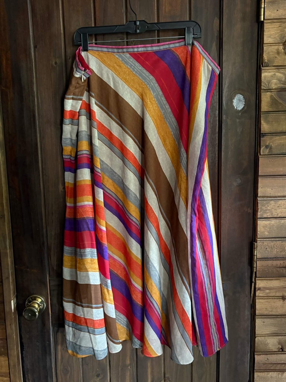 Lauren Ralph Lauren Multicolor Diagonal Stripe A-Line Chiffon Skirt - Picture 5 of 11